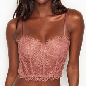 Victoria's Secret Dream Angels 34C Brown Lace Bustier Bra Top